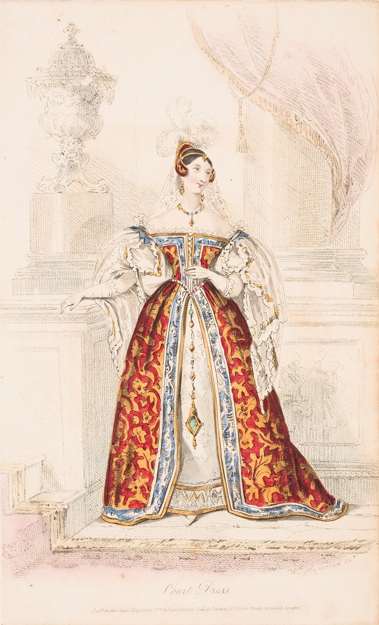 Uma senhora em corte vestido de inspiração medieval de William Hopwood