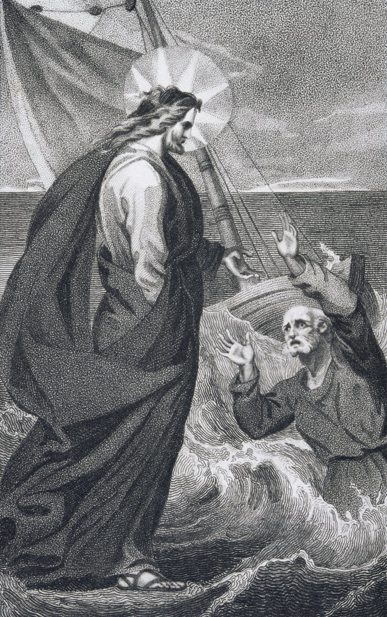 Cristo Reprovando Pedro, de "A História e a Vida de Nosso Abençoado Senhor e Salvador Jesus Cristo", do Reverendo J. Milner, publicado por B. Crosby, 1808 de William Hopwood