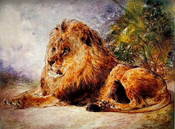 Leão em repouso de William Huggins