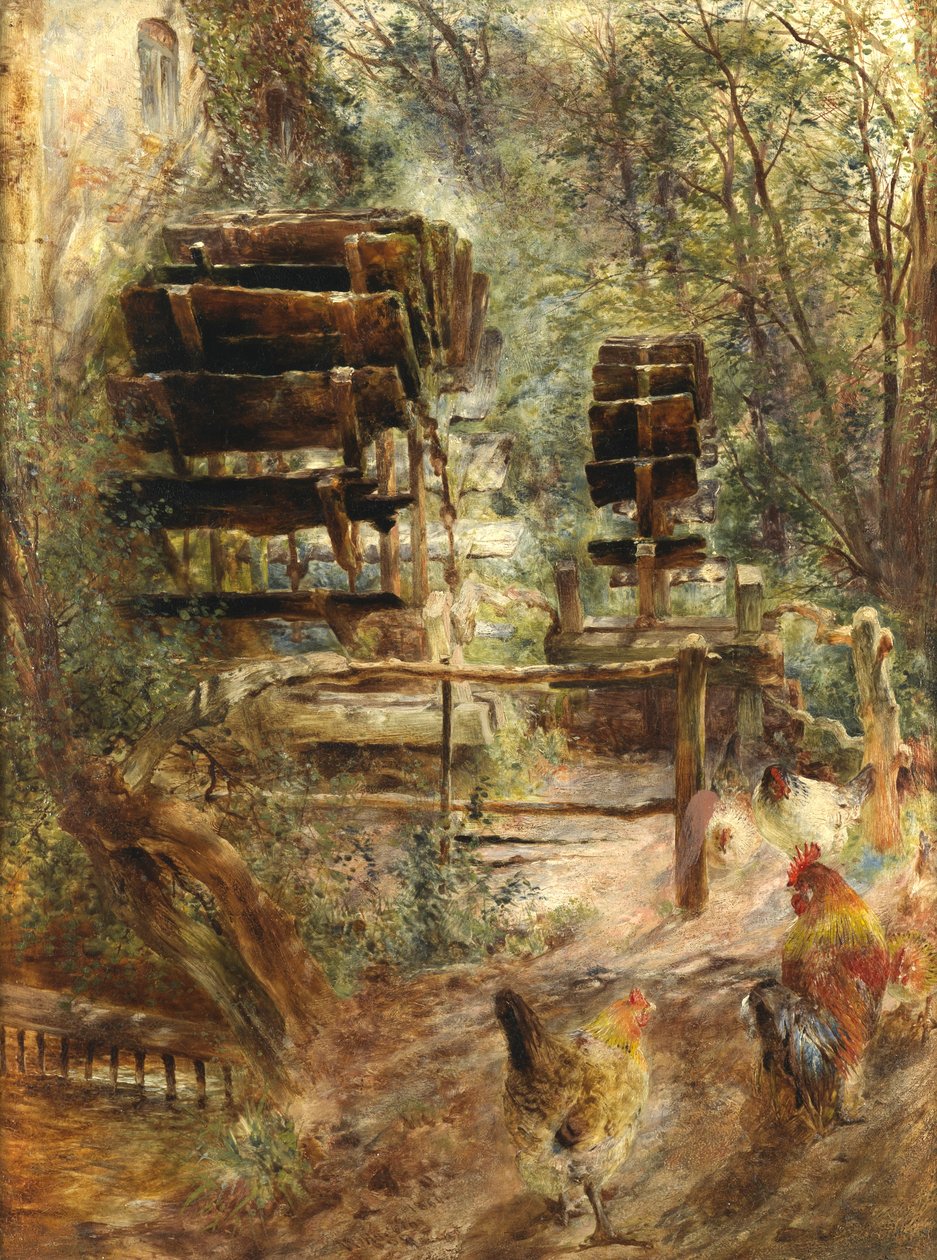 Watermill em Rossett, North Wales de William Huggins