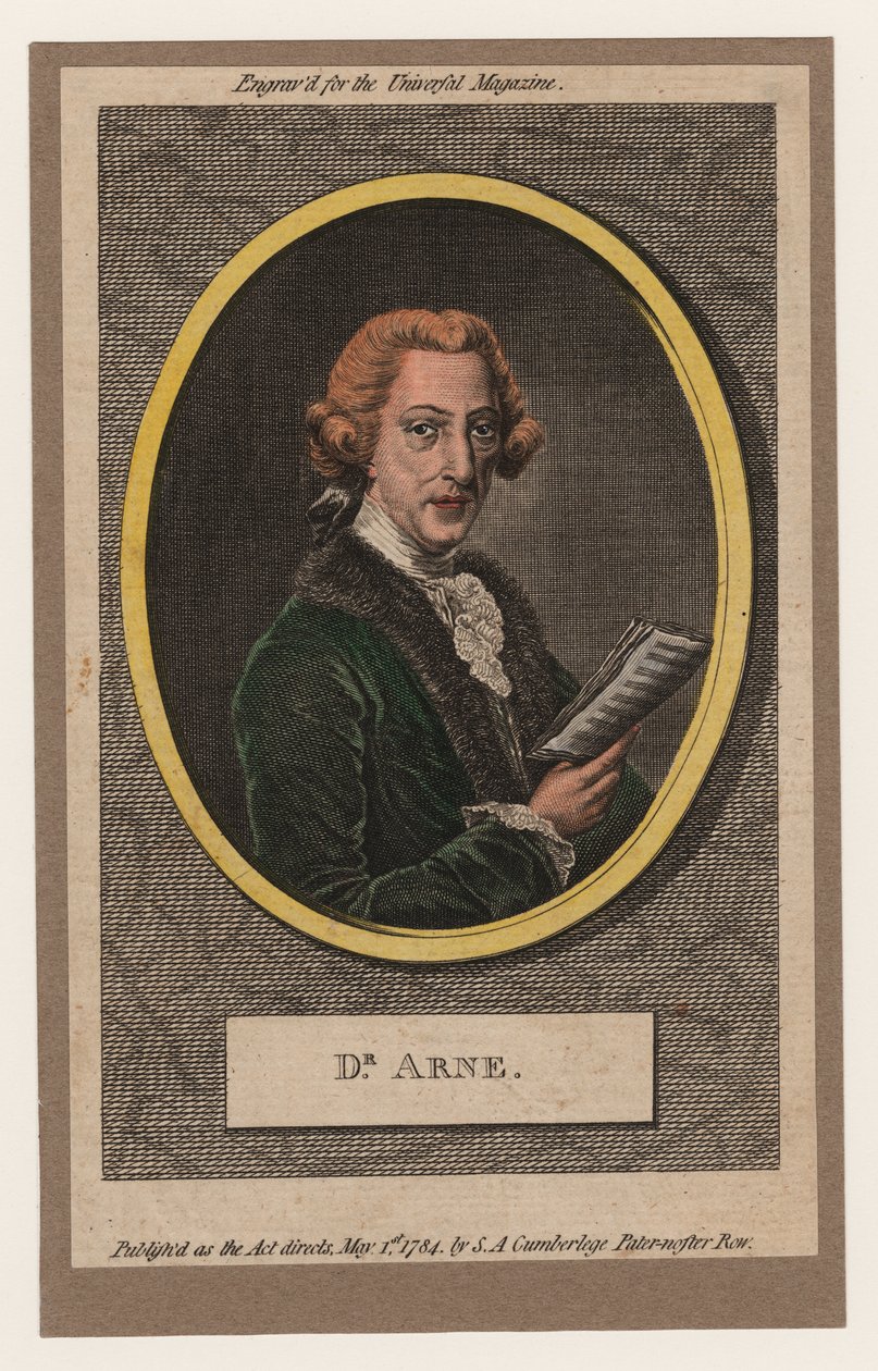 Dr. Arne, 1784 (gravura colorida à mão) de William Humphrey