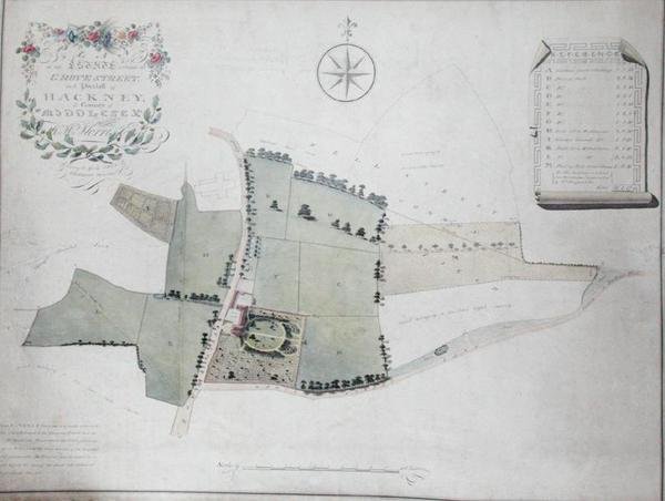 Planta de uma propriedade situada na Grove Street, na Paróquia de Hackney. de William Hurst Ashpitel