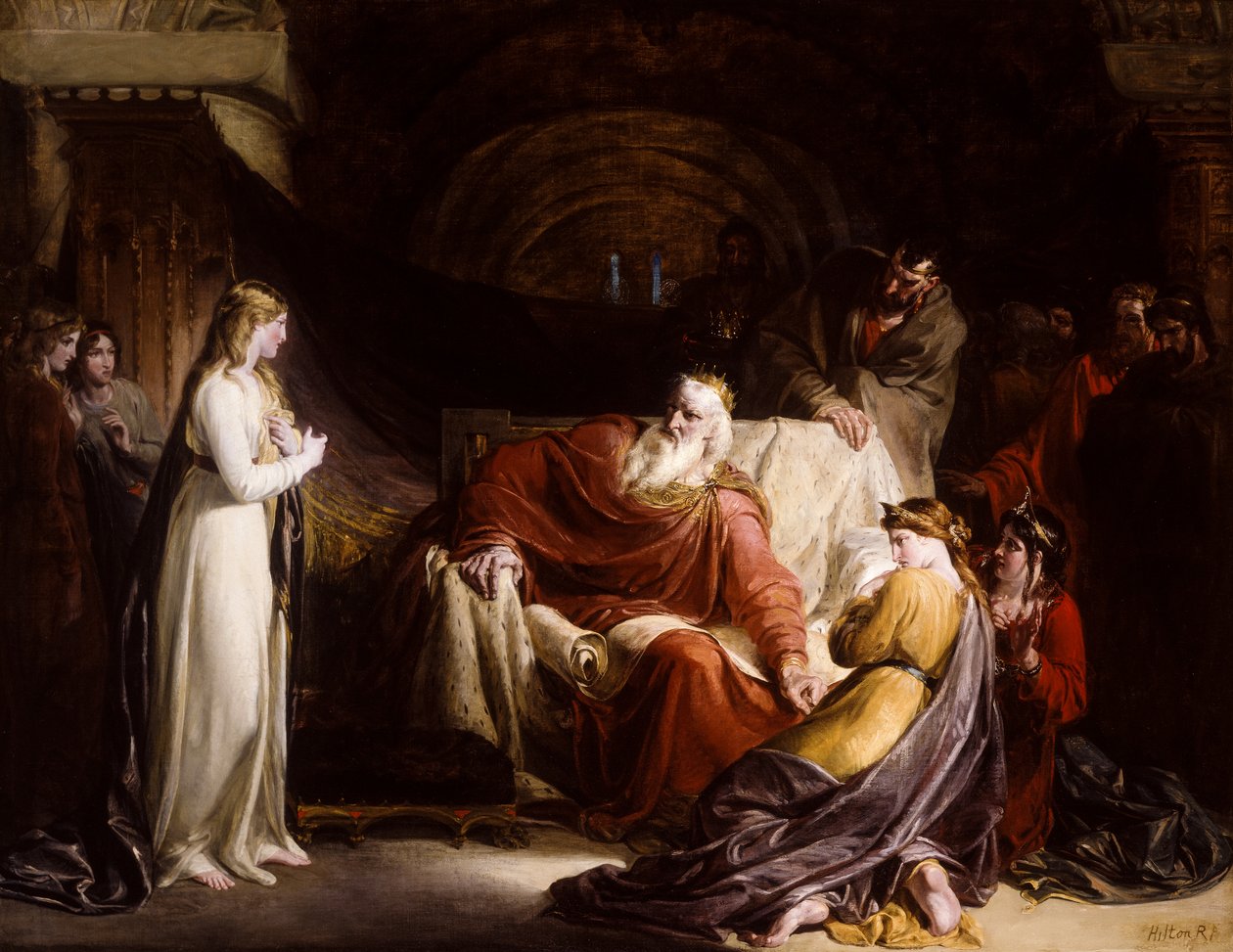 O Rei Lear e as suas Três Filhas (petróleo) de William II Hilton