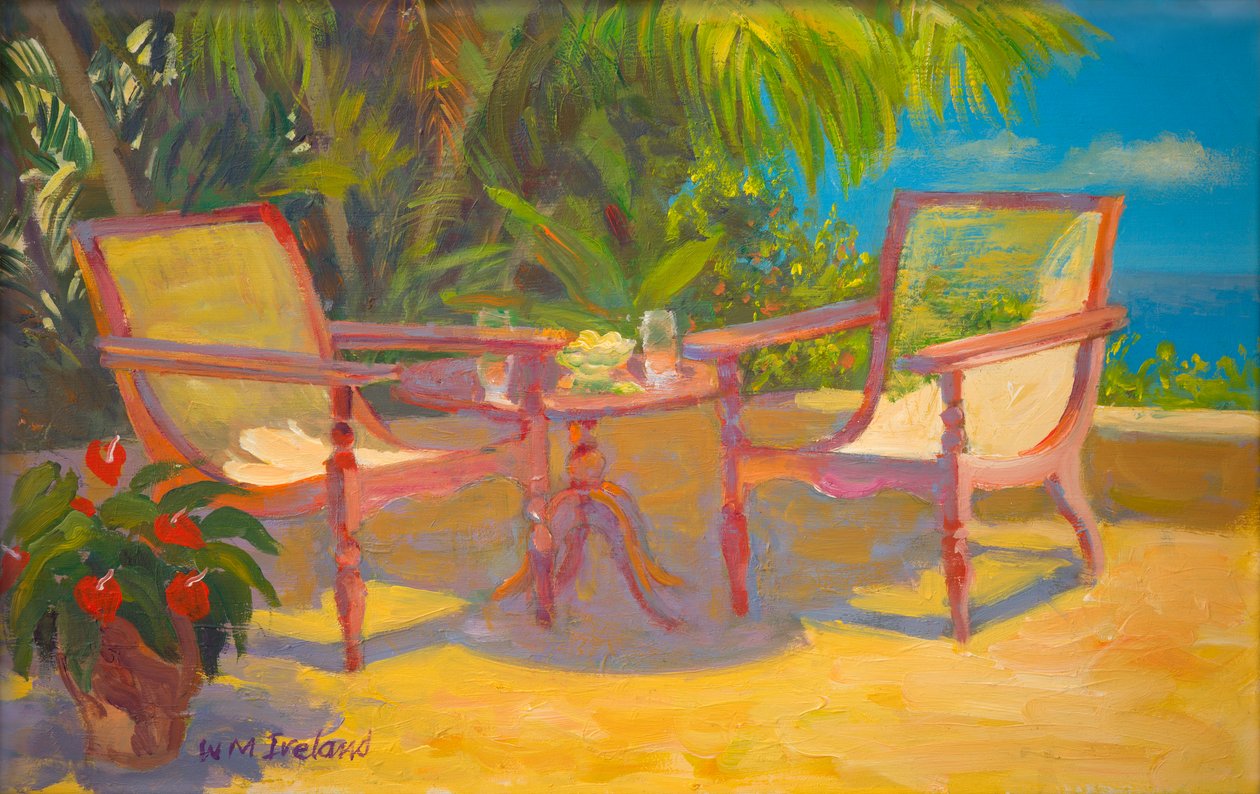 Terraço caribenho (óleo a bordo) de William Ireland