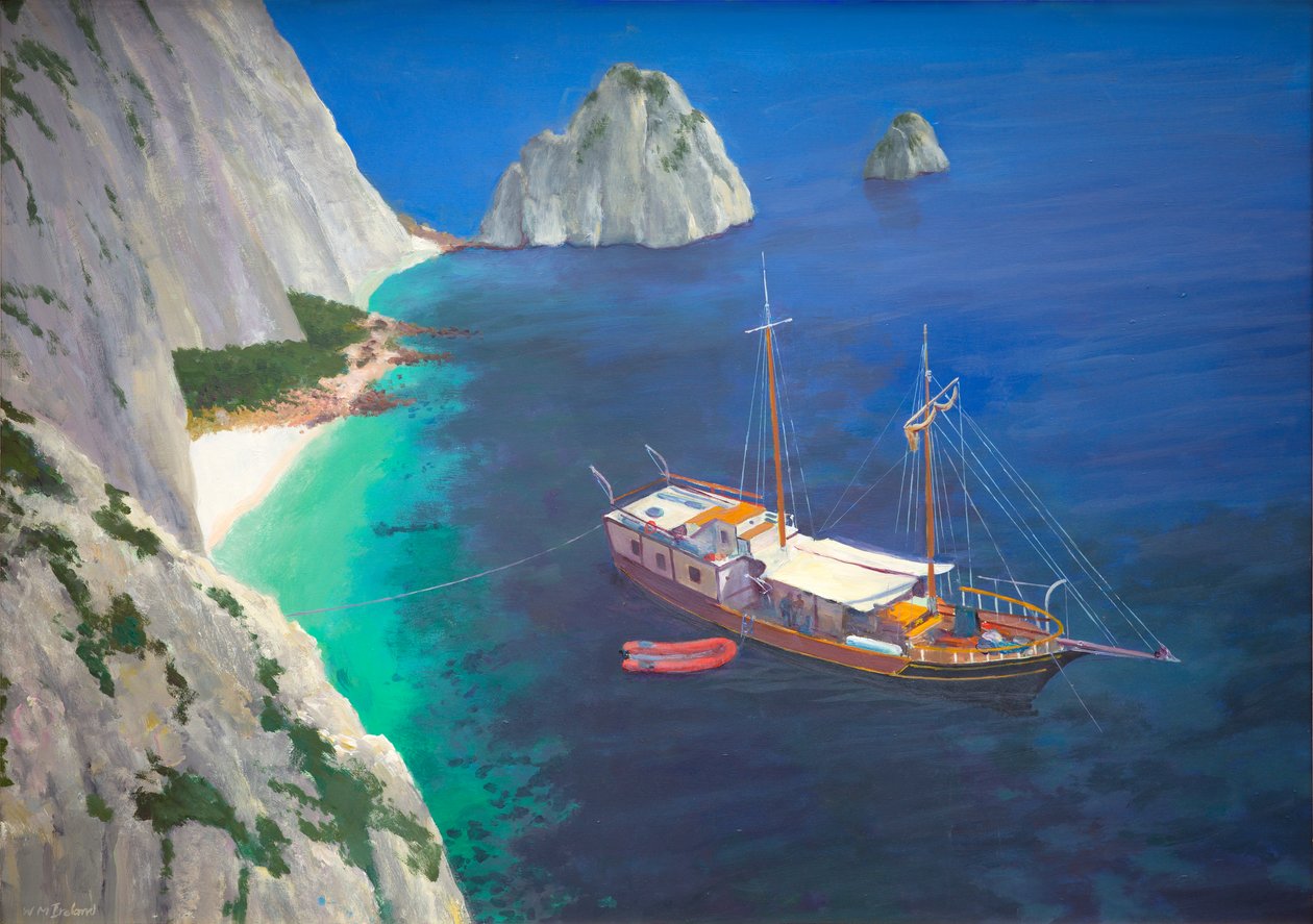 Escuna grega (óleo a bordo) de William Ireland