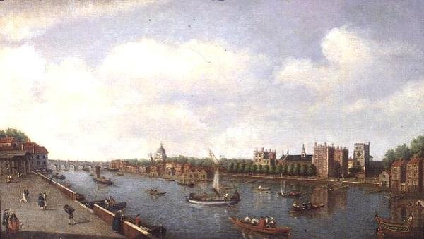Vista do Tamisa no Palácio Lambeth, c.1770 de William James