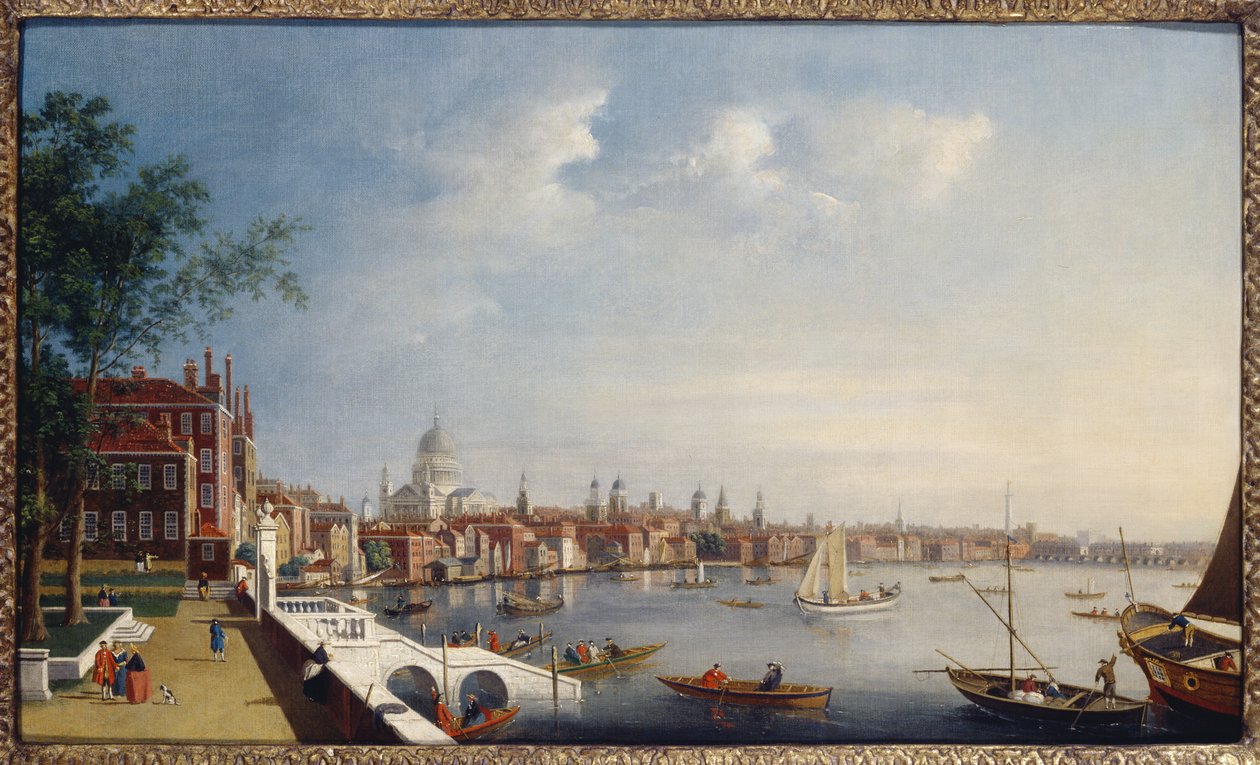 Vista do Tamisa olhando para St. Paul&39;s dos jardins da Somerset House de William James