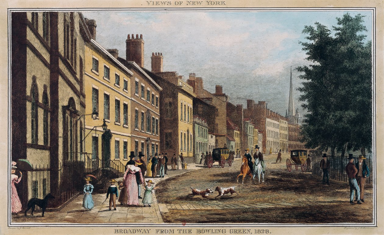 Caminho largo do Bowling Green, gravado por JR Hutchinson, 1828 de William James Bennett