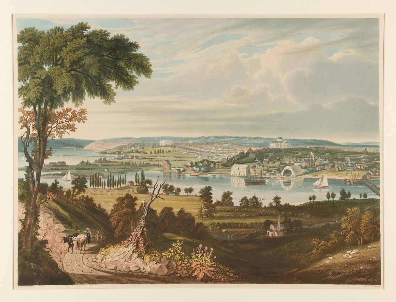 A cidade de Washington vista além do estaleiro naval de William James Bennett