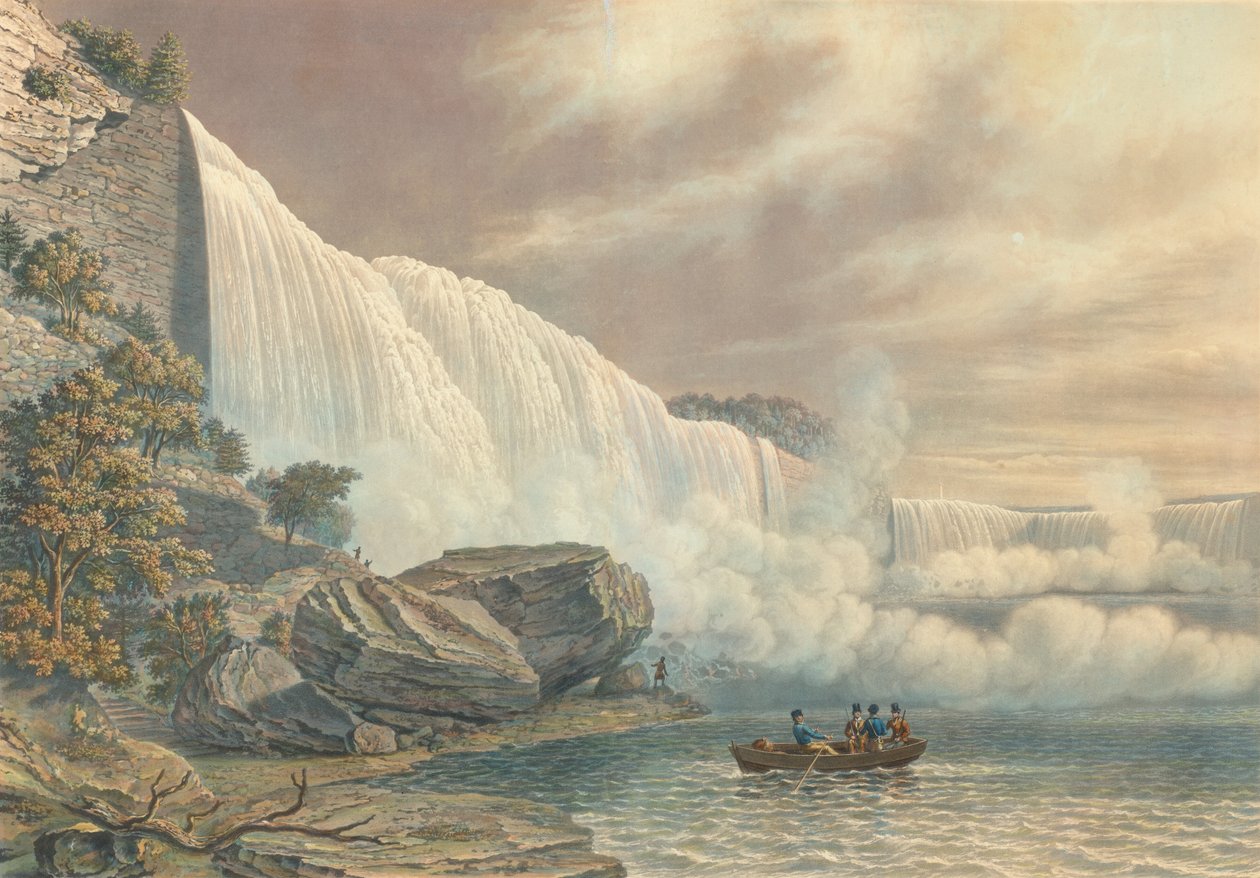 Niagara Falls from the American Side, publicado em 1840. de William James Bennett