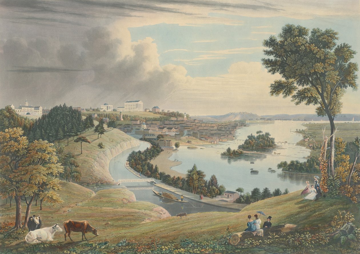 Richmond: Da Colina acima da Fábrica da Água, publicado em 1834. de William James Bennett