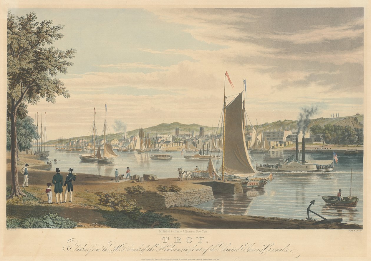 Troy: Tirado da Cisjordânia do Hudson em frente ao Arsenal dos Estados Unidos de William James Bennett