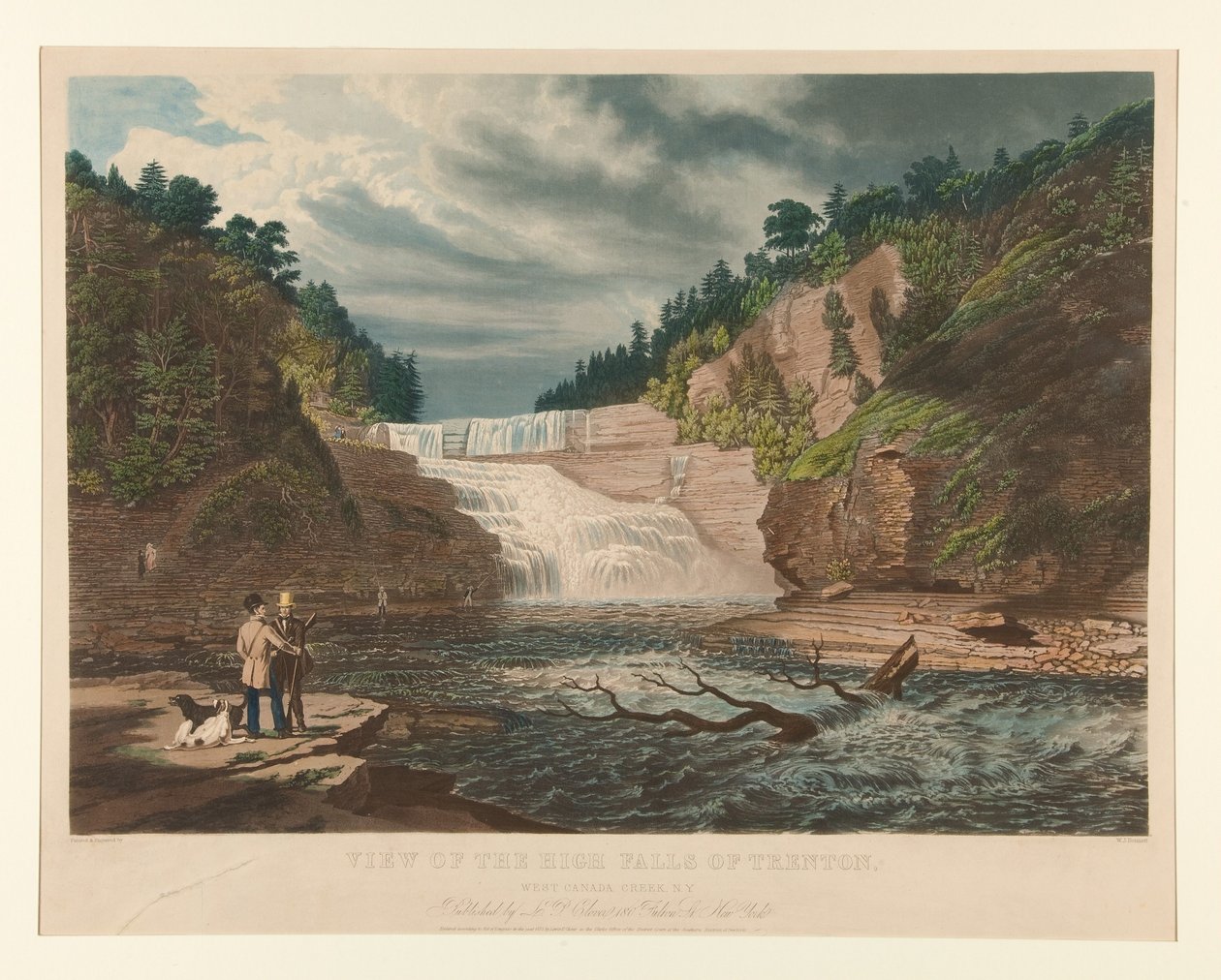 Vista das altas quedas de Trenton, West Canada Creek, Nova Iorque de William James Bennett