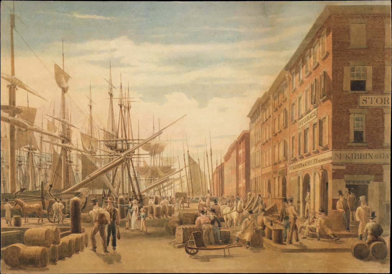 Vista de South Street, a partir de Maiden Lane, Nova Iorque de William James Bennett