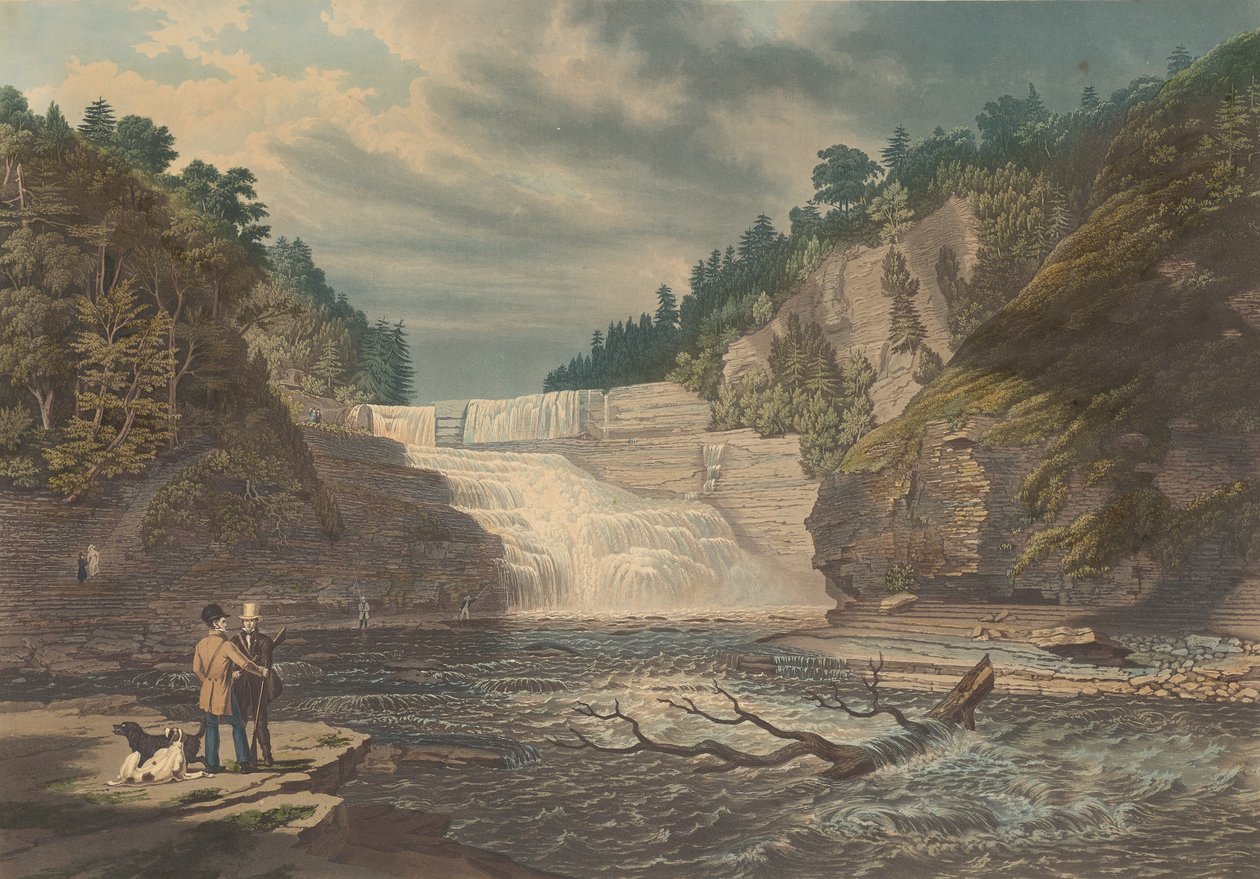 Vista das Cataratas Altas de Trenton: West Canada Creek, N.Y., publicado em 1835. de William James Bennett