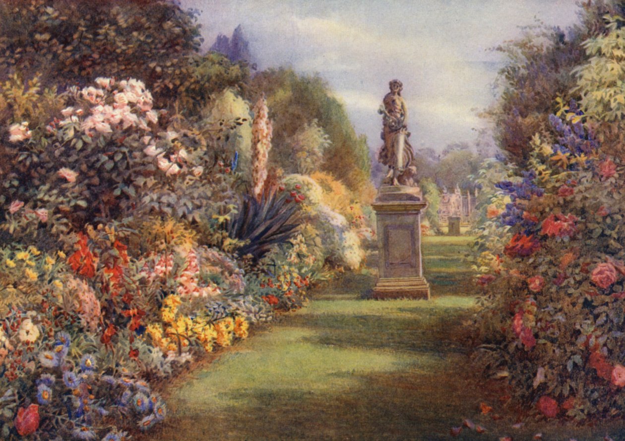 Passeio na relva em Hampton Court (litografia a cores) de William James Day