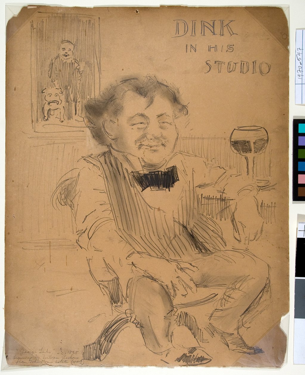 Dink em seu estúdio, c.1895 (grafite e carvão em cartolina) de William James Glackens