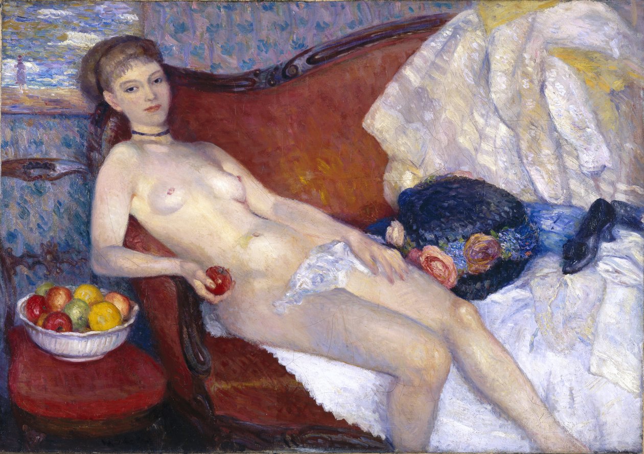 Menina com maçã de William James Glackens