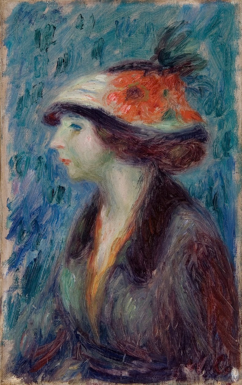 Menina com chapéu florido de William James Glackens