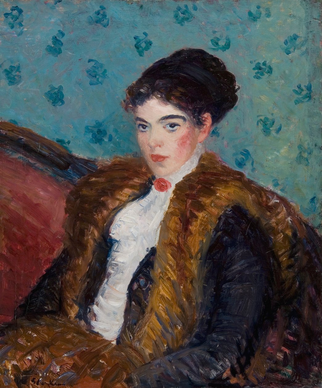 Garota com peles de raposa de William James Glackens