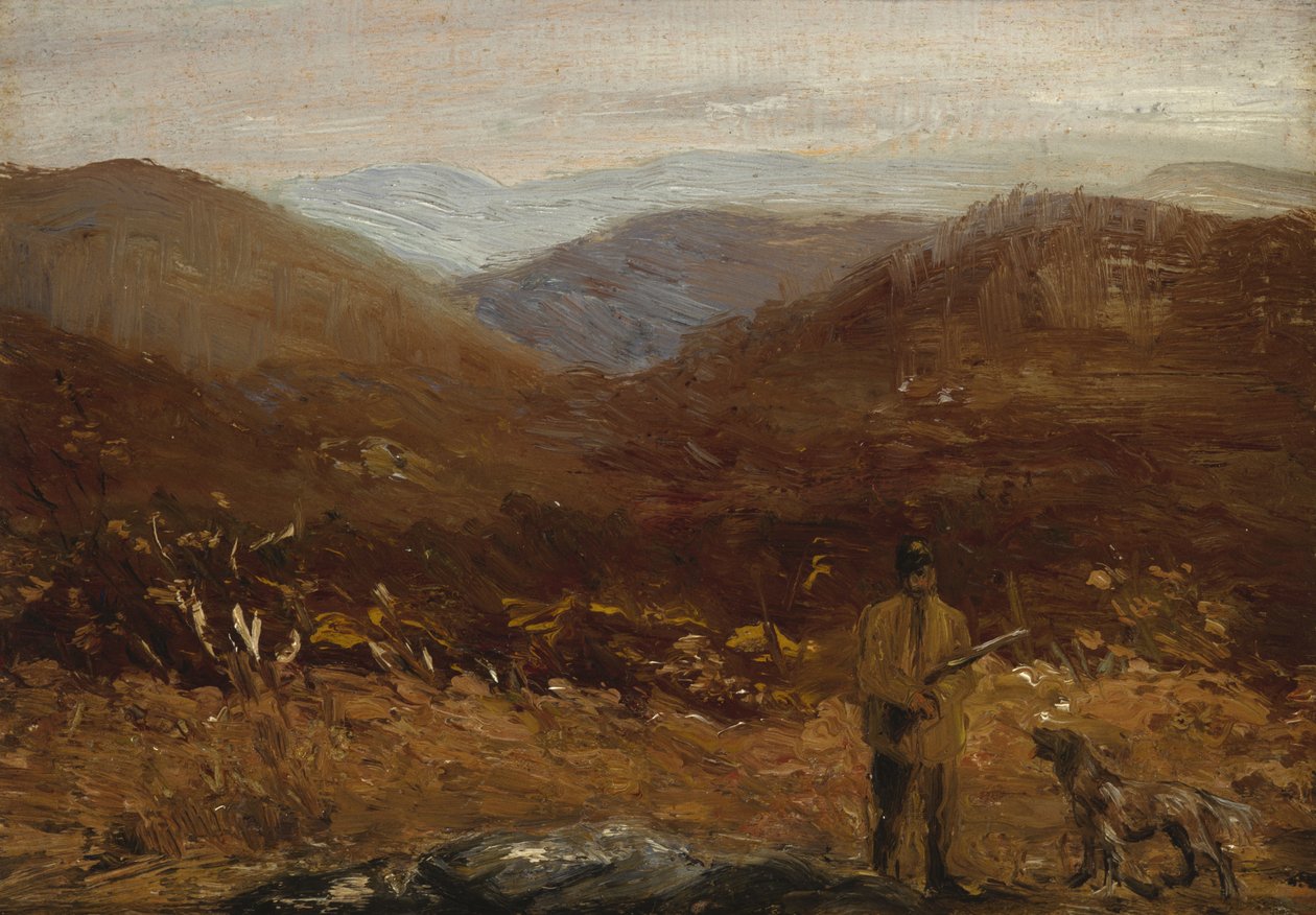 Homem, com, dogThe, caçador de William James Glackens