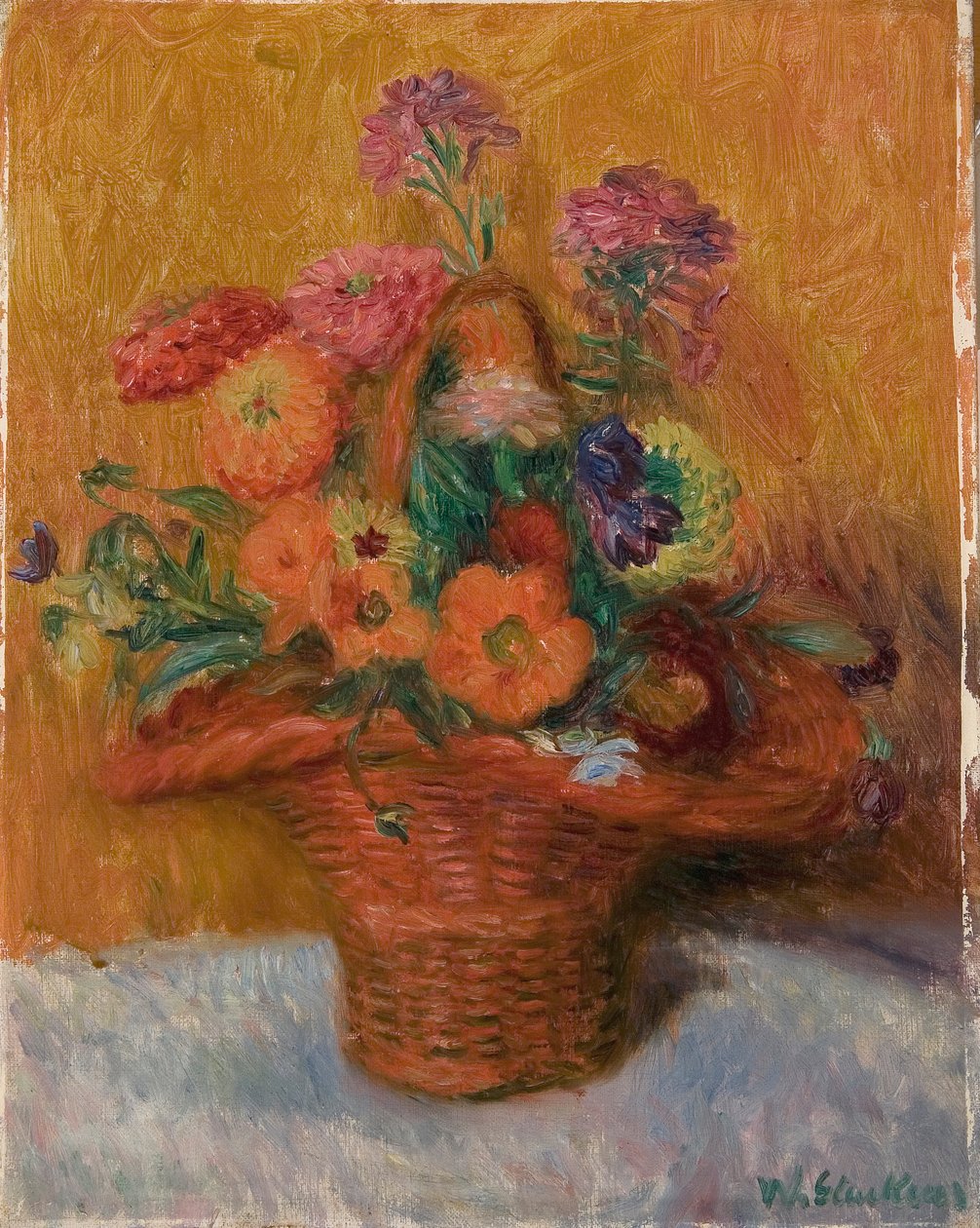 Cesta Vermelha de Zínias de William James Glackens