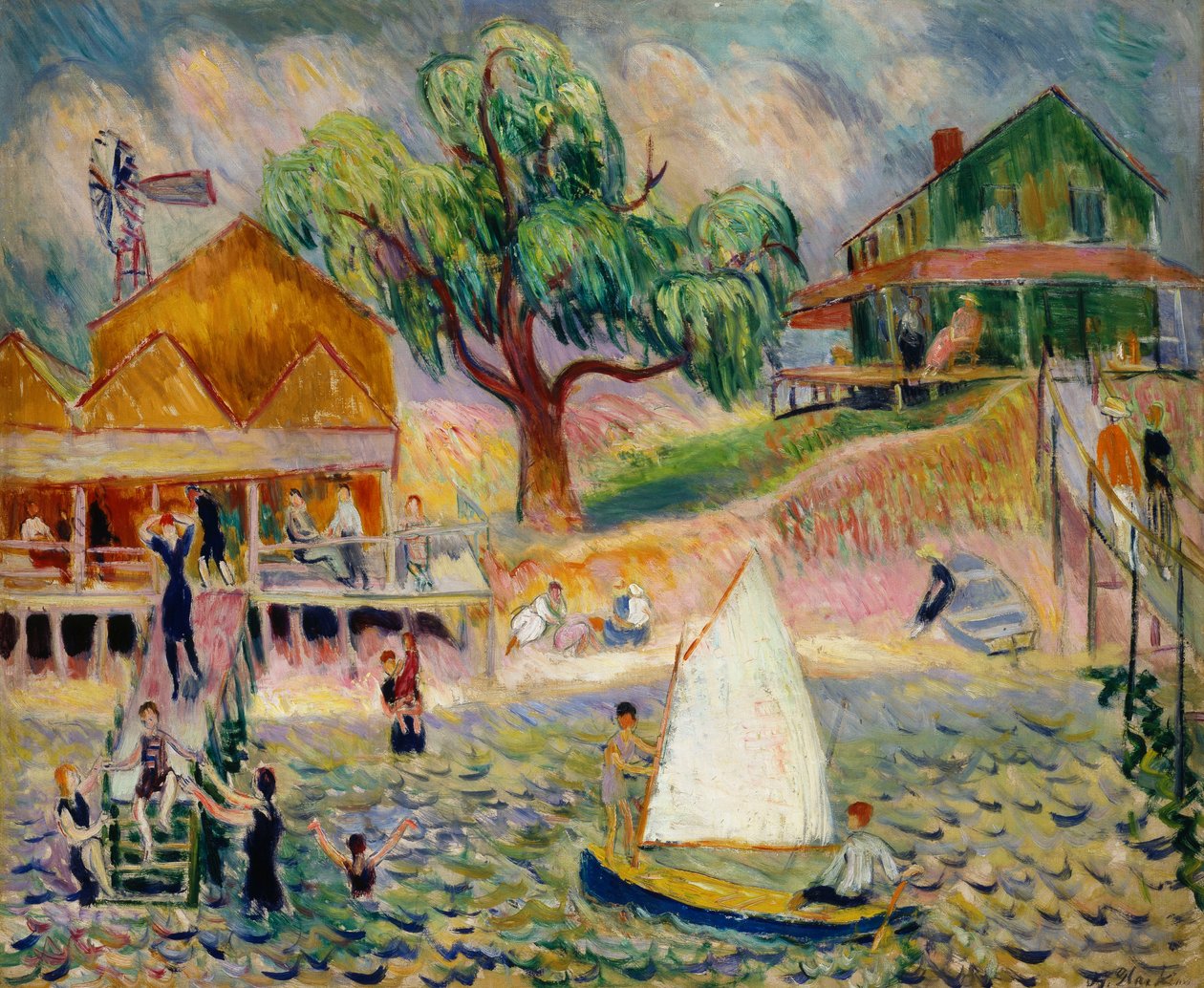 The Green Beach Cottage, Bellport, Long Island, c.1911-1916 (óleo sobre tela) de William James Glackens