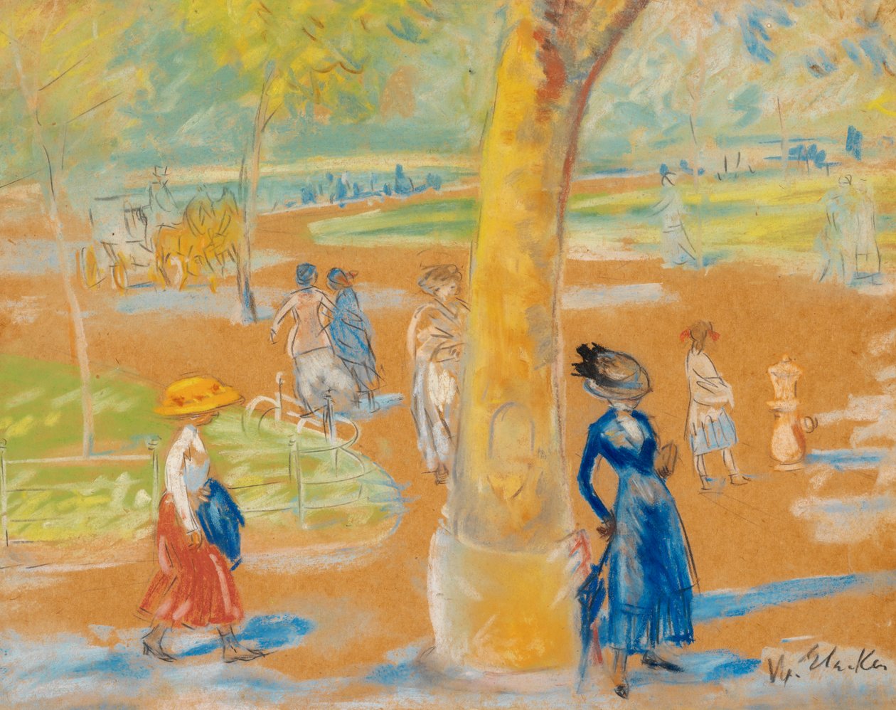 Mulher com guarda-chuva, Washington Square de William James Glackens