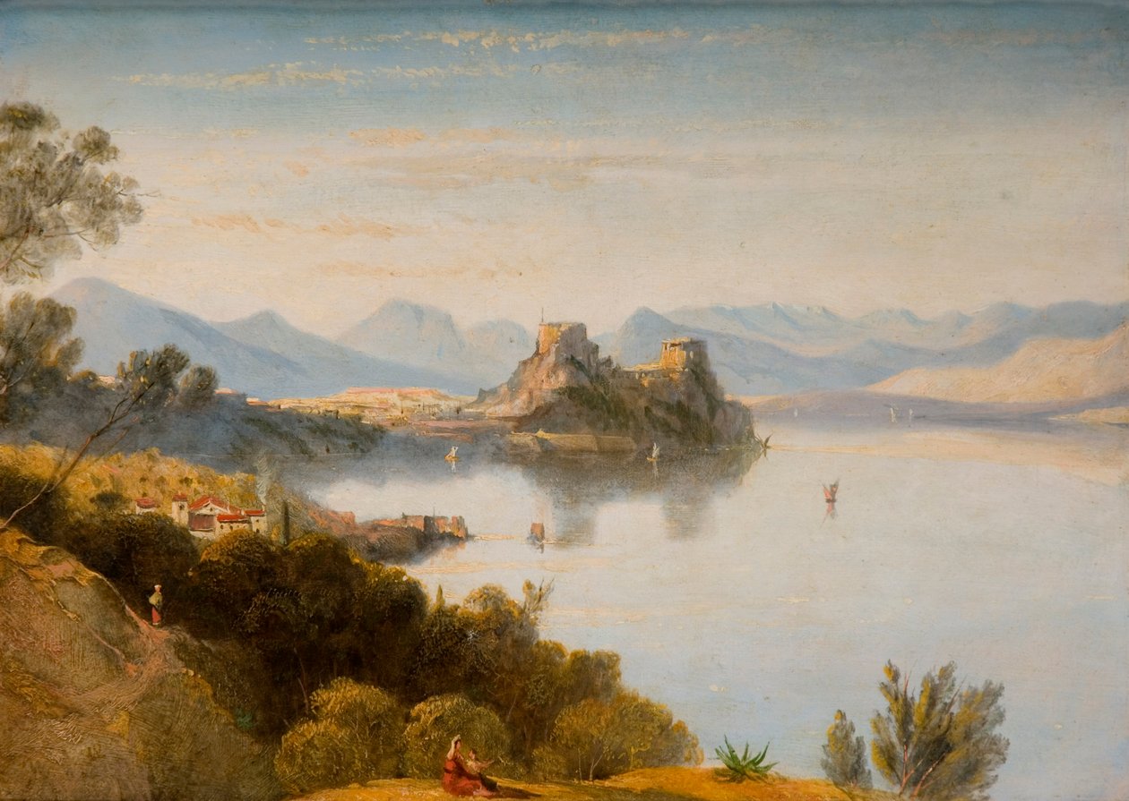 Montanhas albanesas com Corfu em distância de William James Linton