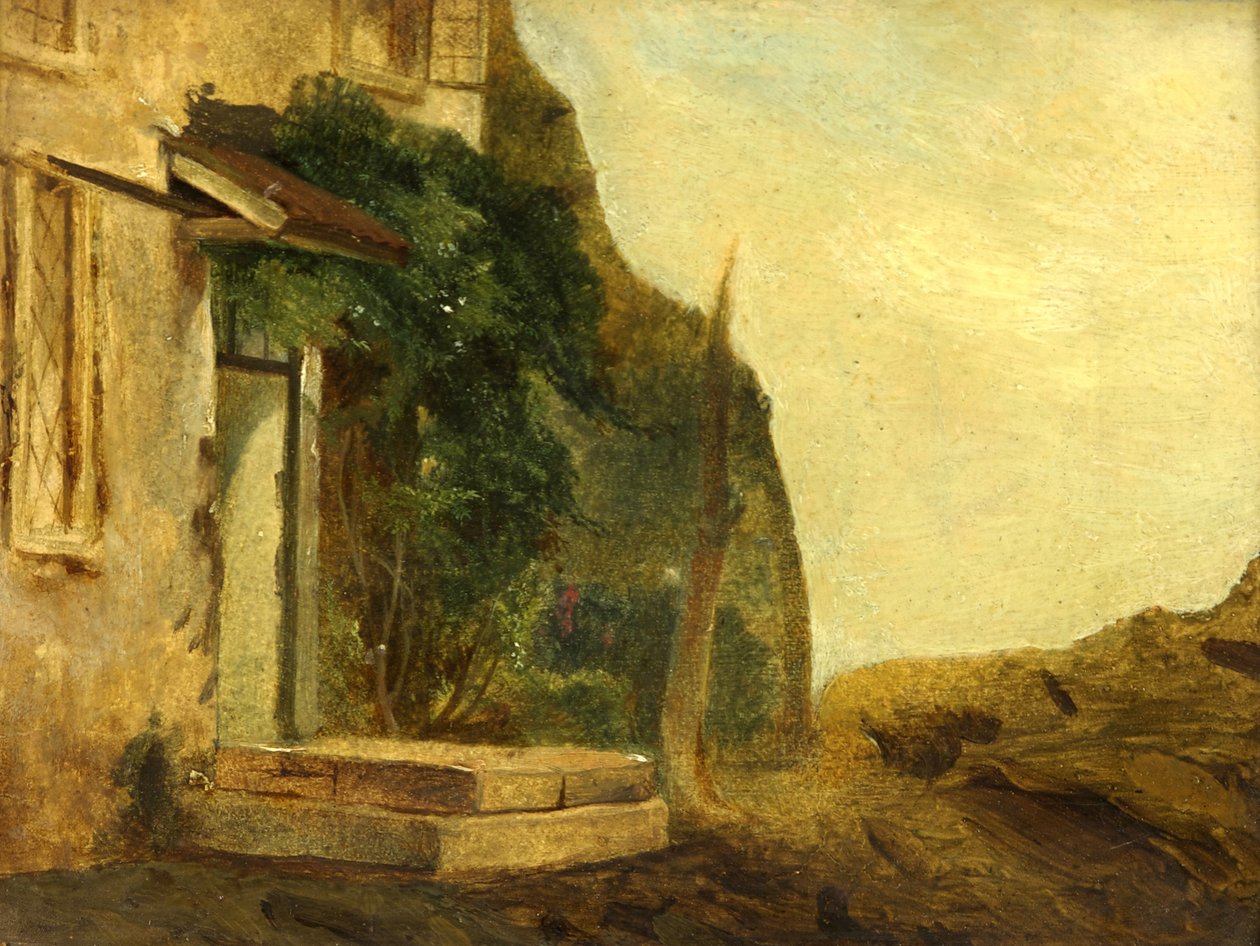 Uma porta de casa de campo (óleo no painel) de William James Muller