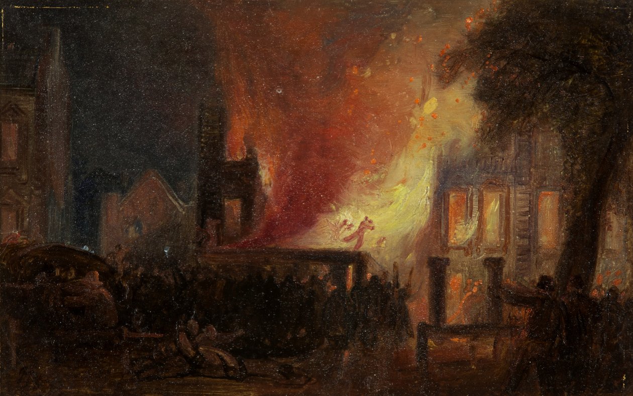 Tumultos de Bristol: The Burning of Queen Square: a alfândega de William James Muller