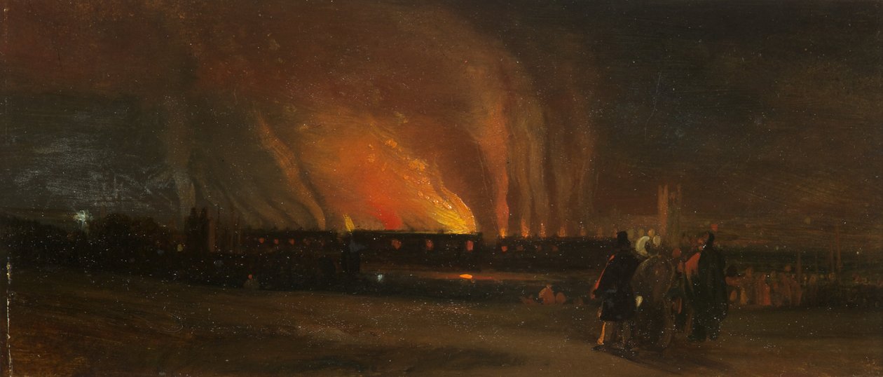 Tumultos de Bristol: The Burning of the New Gaol perto de Prince Street, c.1831 (óleo sobre papel) de William James Muller