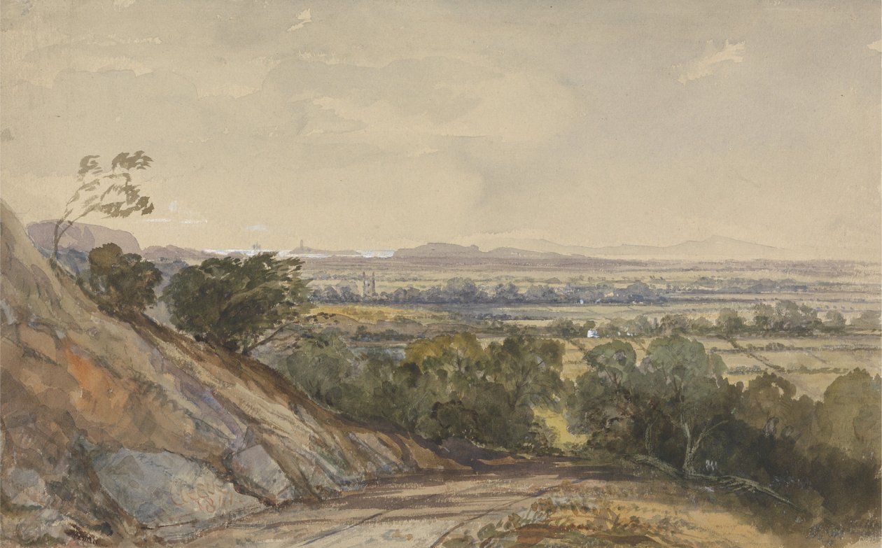 Cleeve, Somerset, com a baía de Bridgewater ao longe de William James Muller