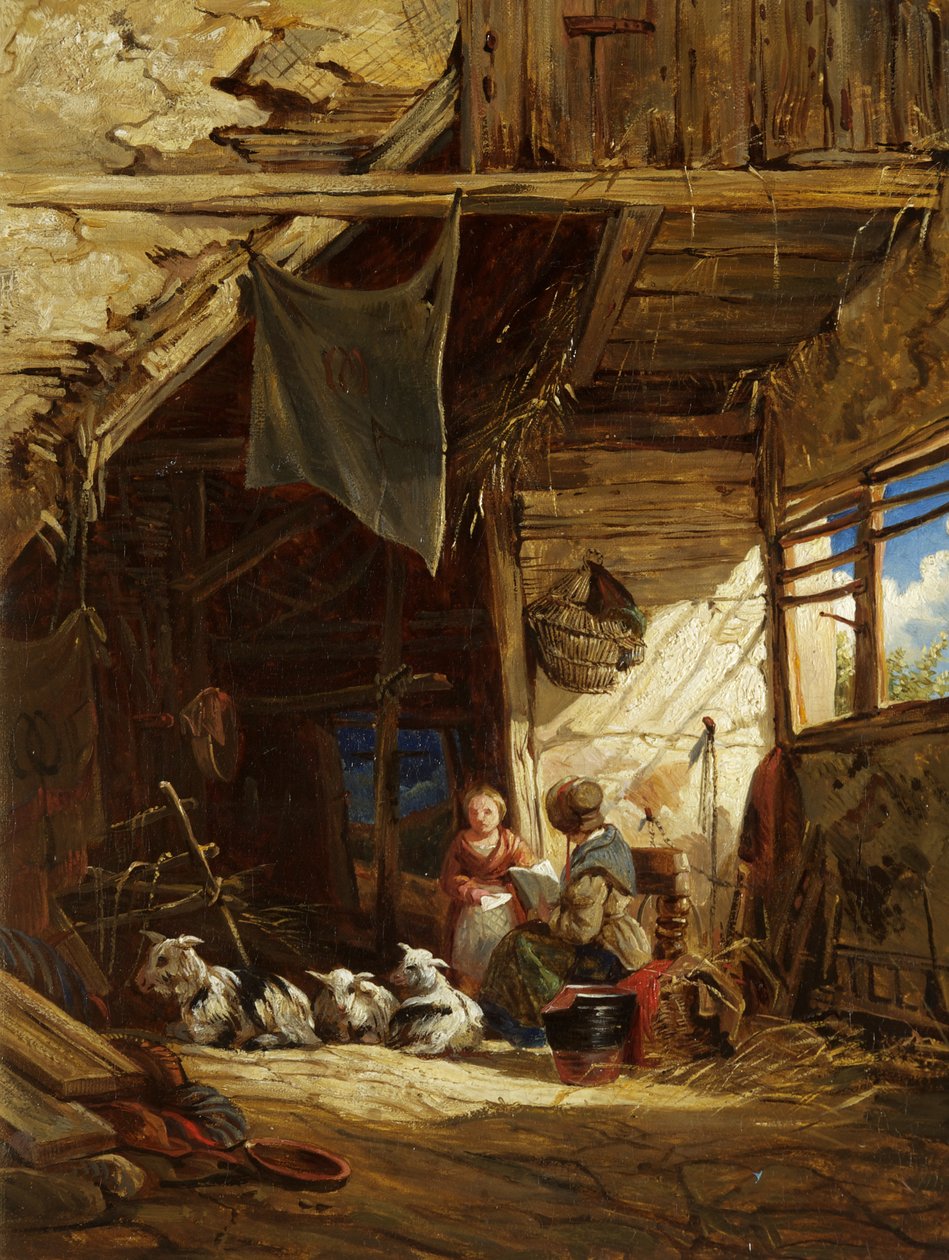Interior com cabras - Bettws-y-Coed de William James Muller