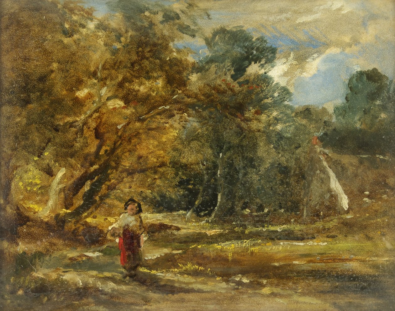 Paisagem com garota (óleo a bordo) de William James Muller