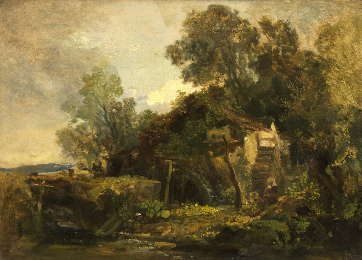 Mill at Mells, Somerset (óleo no painel) de William James Muller
