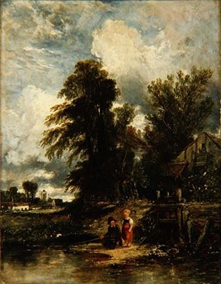 Millpond com crianças pescando de William James Muller