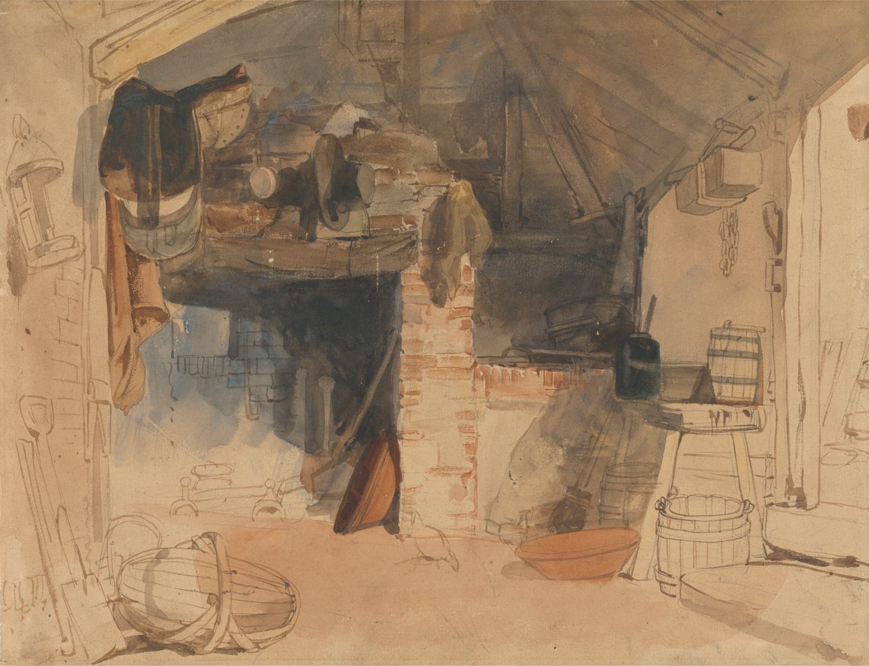 Estudo de uma Cena Interior Rústica de William James Muller