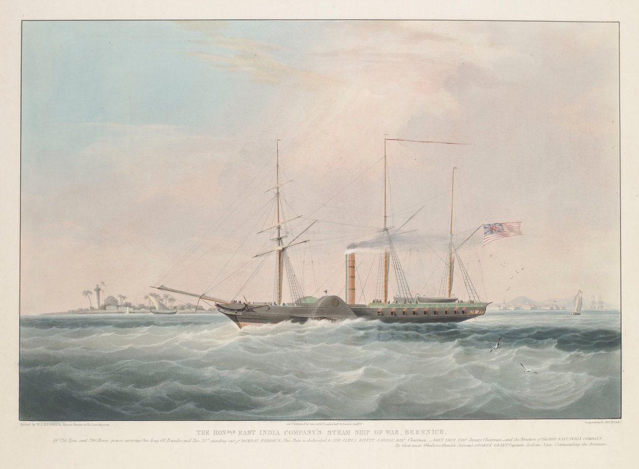 O navio de guerra a vapor da Companhia das Índias Orientais, "Berenice de William John Huggins