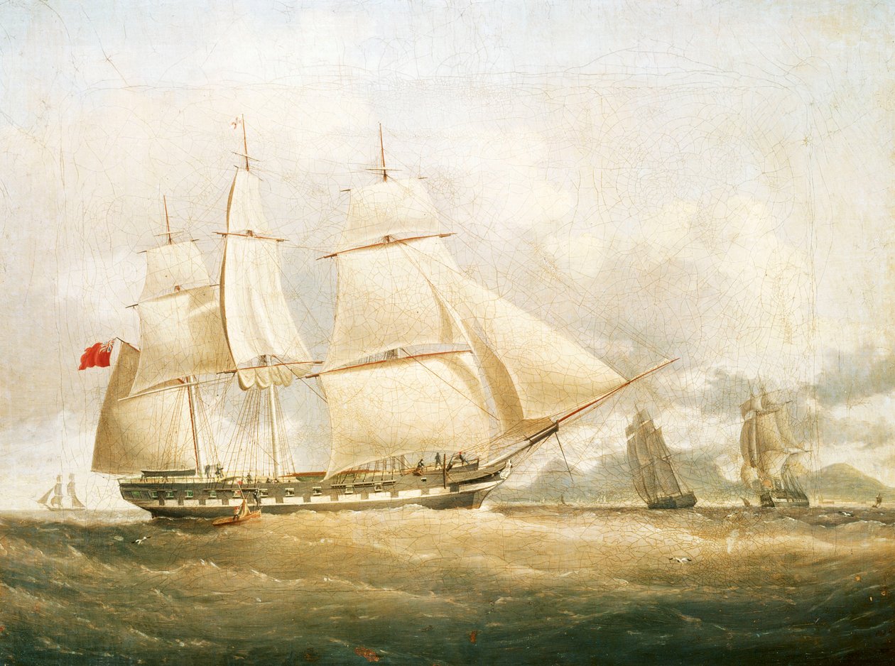 O navio "Sir Edward Paget" (1822), finais do século XVIII - meados do século XIX (pintura a óleo) de William John Huggins