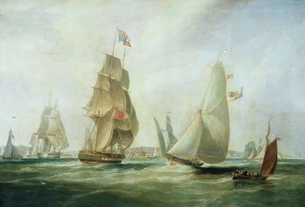 Yachts Racing off the Castle, Cowes (petróleo) de William John Huggins