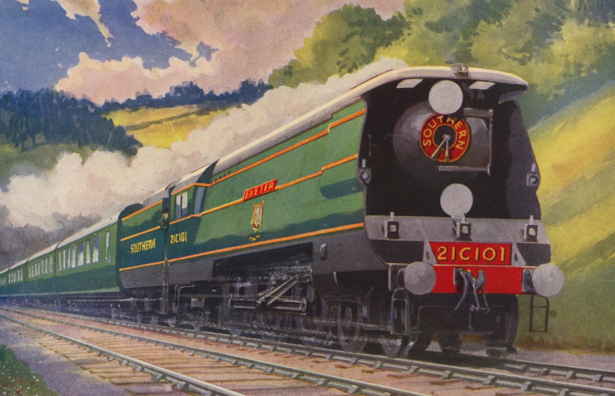 Um expresso da linha principal da Southern Railway (litografia a cores) de William John Patton McDowell
