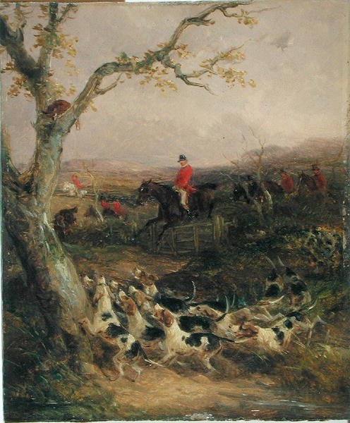 Um Vento do Sul e um Céu Nublado Proclamam-no uma Manhã de Caça (óleo a bordo) (ver 225061-225062) de William Joseph Shayer