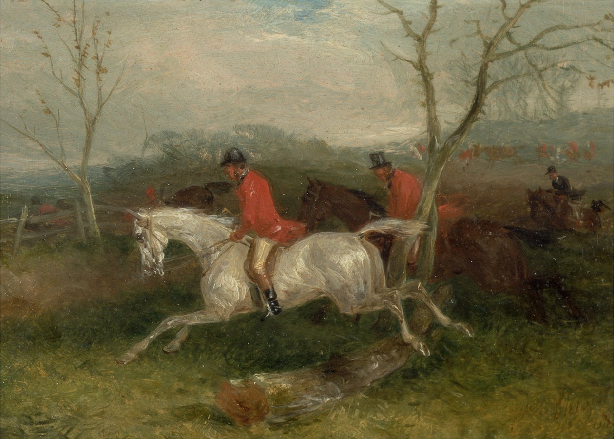 Foxhunting: Coming to a Fence (Full Cry) (óleo sobre placa) de William Joseph Shayer