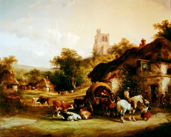 The Swan Inn (óleo sobre painel) de William Joseph Shayer