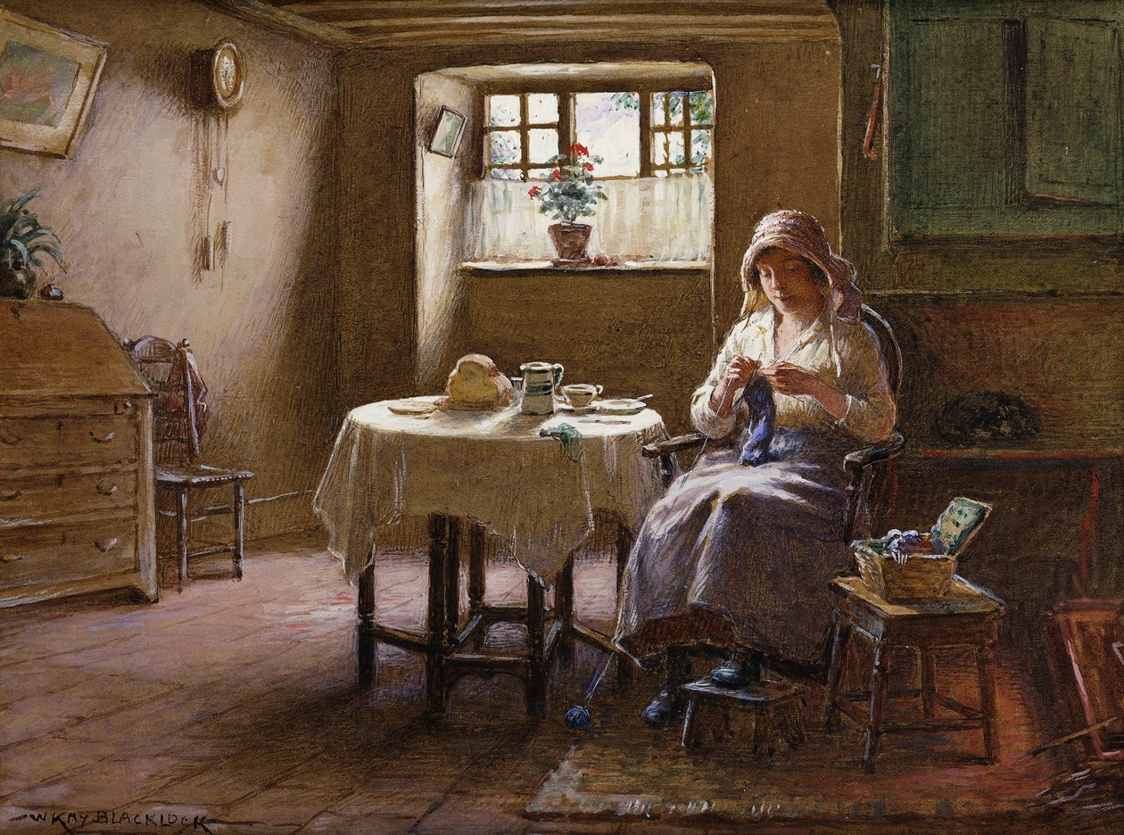 A esposa de um pescador - Fifeshire Interior, de William Kay Blacklock