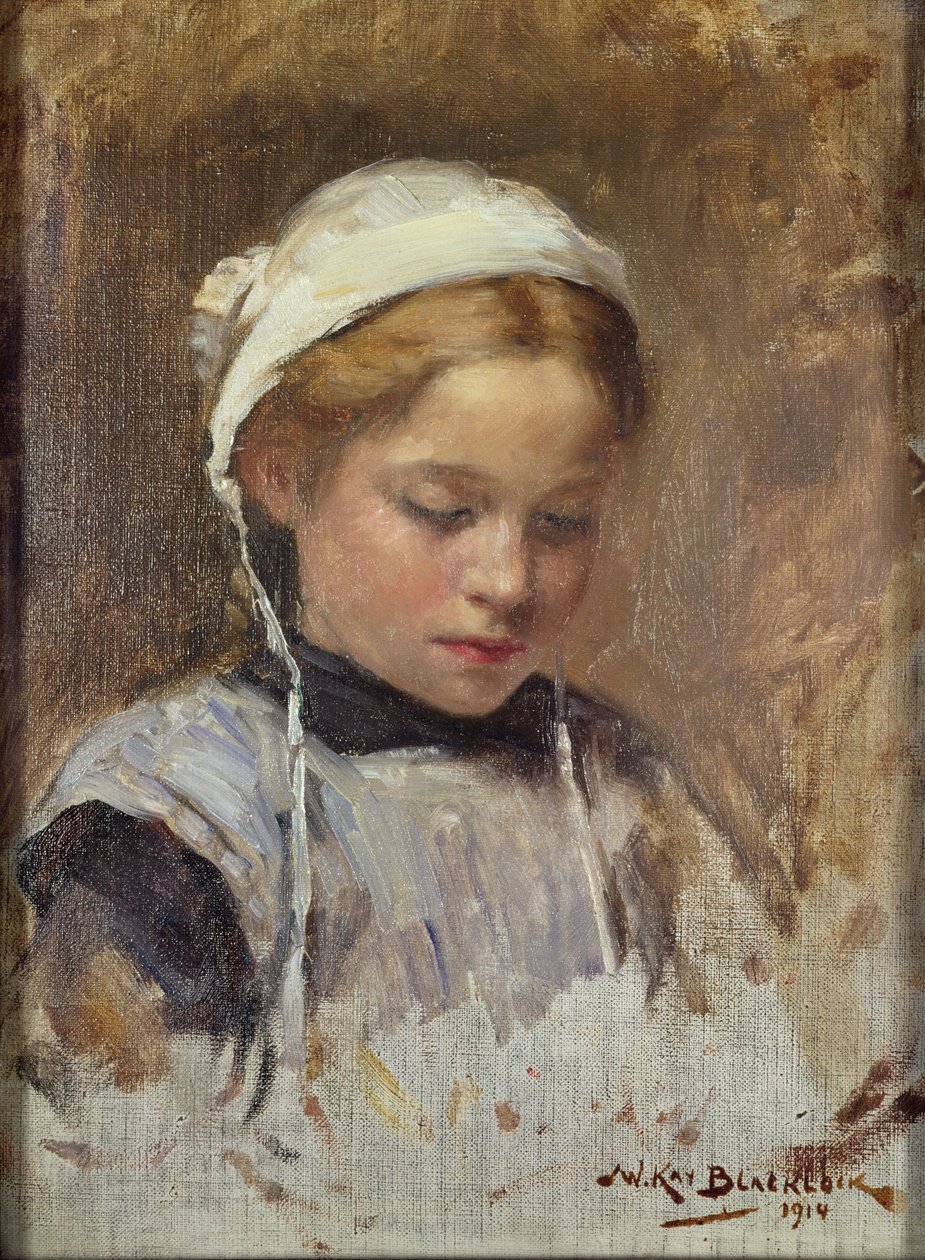 Rapariga em um Pinafore azul, 1914 de William Kay Blacklock
