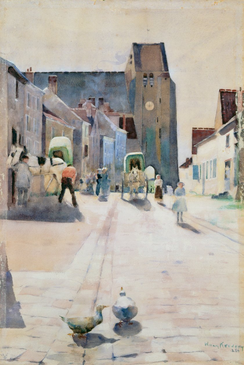 A rua principal, Grez-sur-Loing, 1884 de William Kennedy