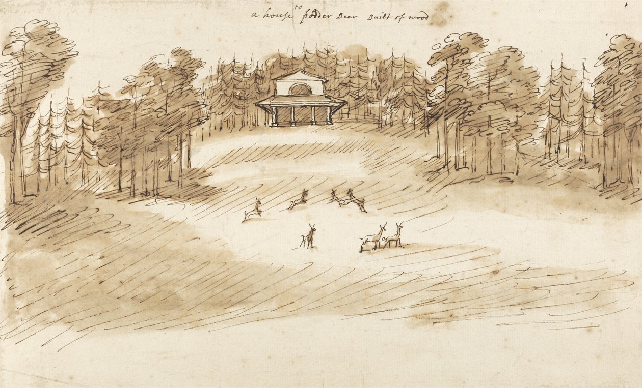 Deer Park (caneta e tinta com lavagem no papel) de William Kent