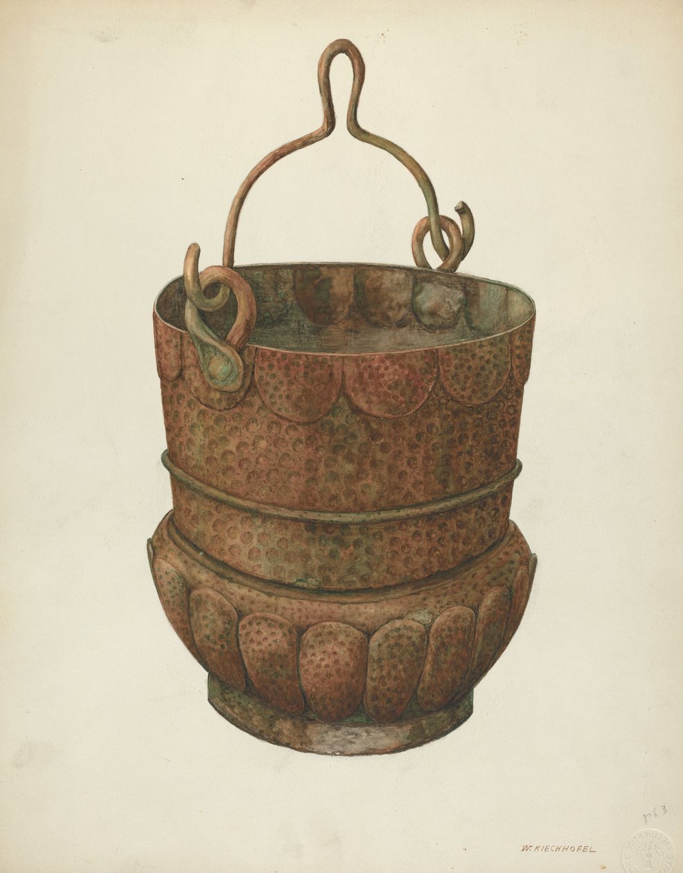 Hammered-Copper Bucket, 1938. de William Kieckhofel